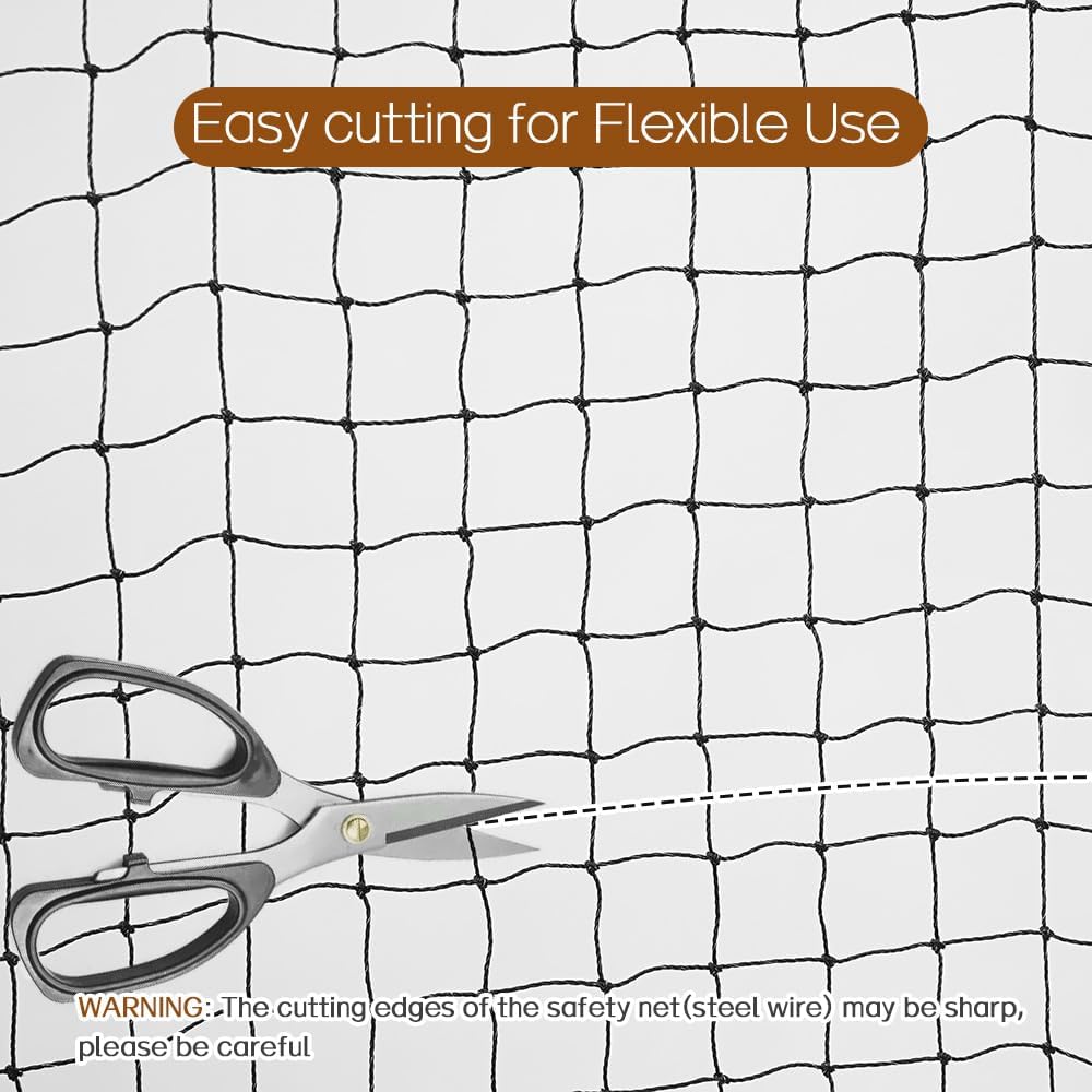 Cat Balcony Net, Steel Wire Reinforced, Anti-Fall Fence, Safety Net, Extra Strong (10 X 13 Ft)