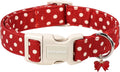 Red White Polka Dot Dog Collar for Small Dogs S