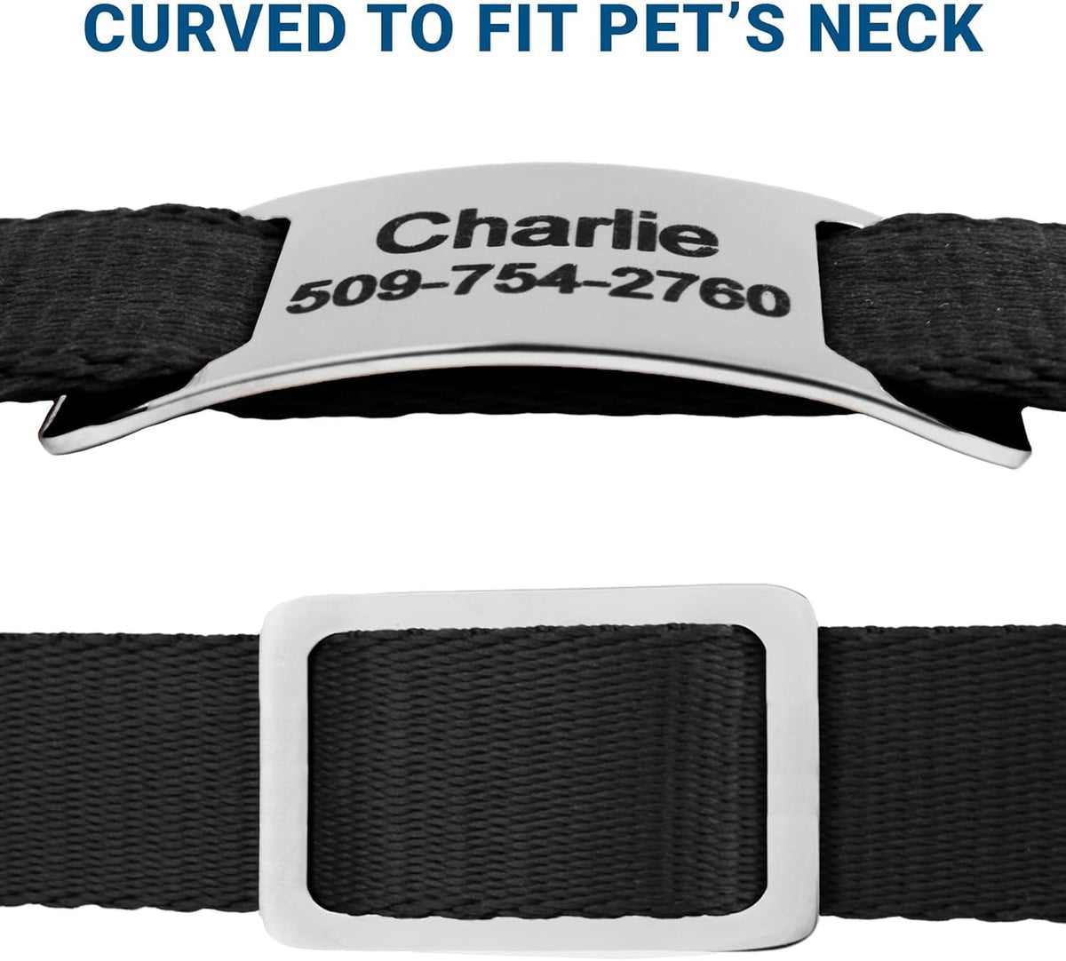 GoTags Slide-On Pet ID Tag, Silent Stainless Steel Personalized Dog Tag