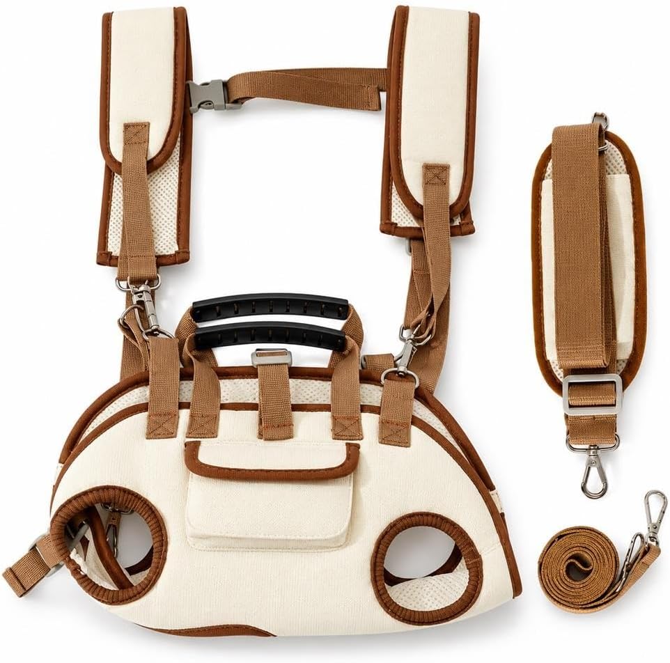 Portable Breathable Pet Carrier Sling with Padded Straps for Small Dogs