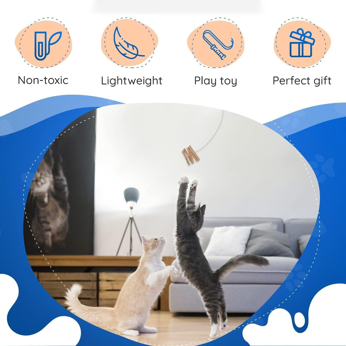 Cat Dancer Products 101 Interactive Cat Toy, Brown (Black, 2 Pack)