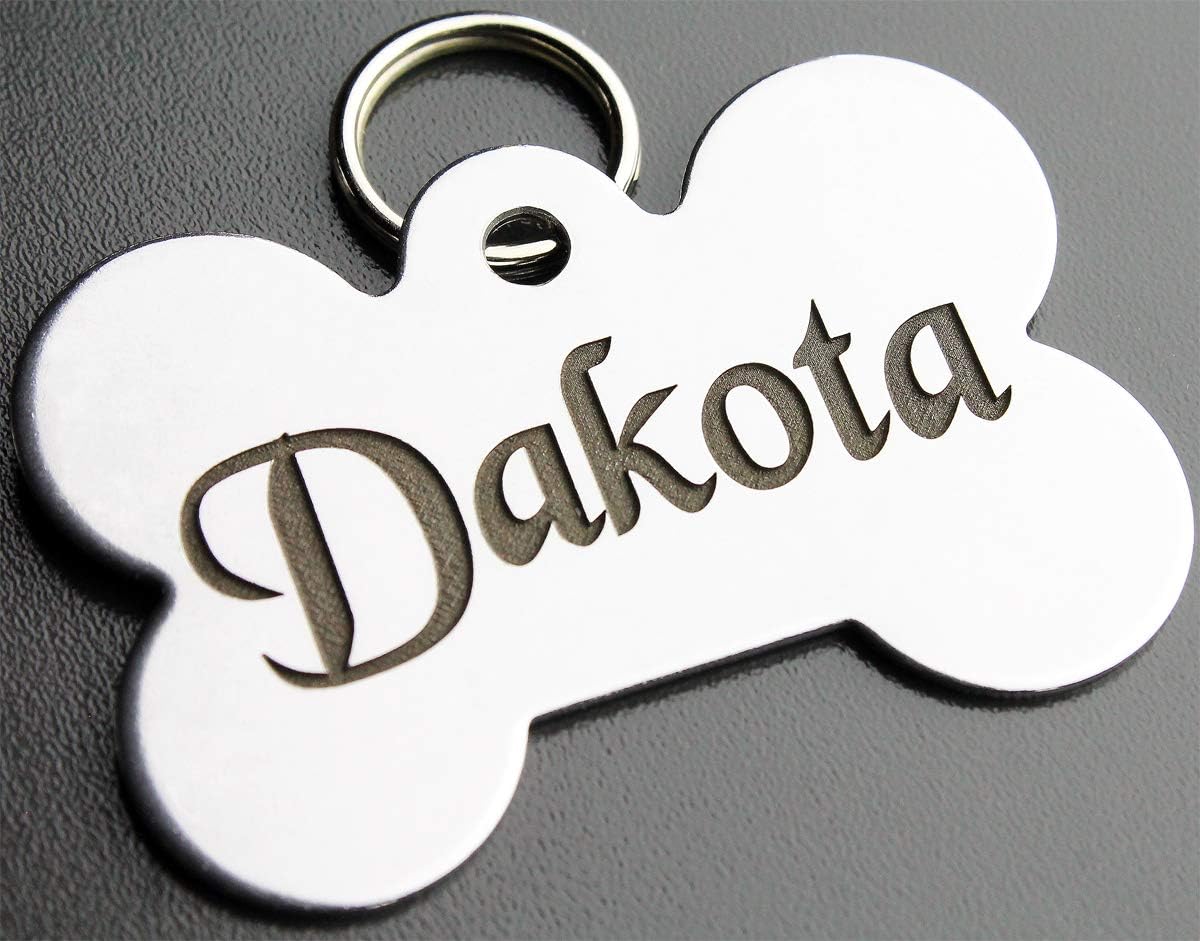 DEEP Engraved Premium Dog & Cat ID Tag – Personalized, Stainless Steel, Long-Lasting Durability - XL Bone 1-1/3"x2 (2-Si