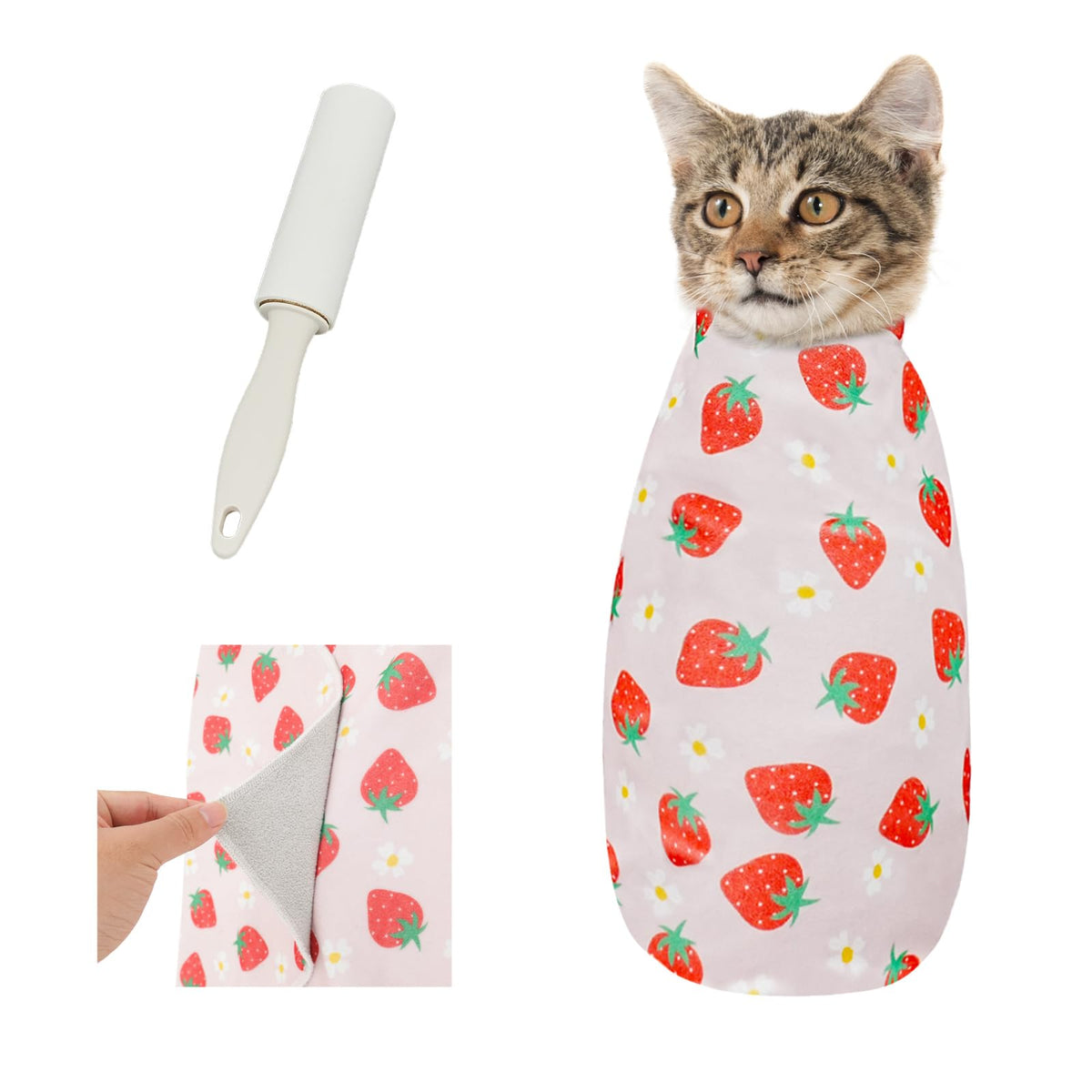 Supet Cat Grooming Wrap for Nail Trimming, Self-Adherent Calm Cat Swaddle