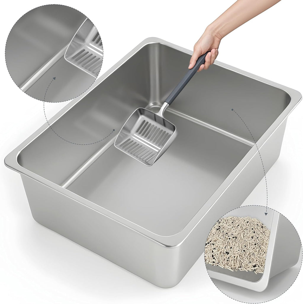 Pawfinch Steel Litter Starter Set – Open Steel Pan + 30 x 24 in Mat