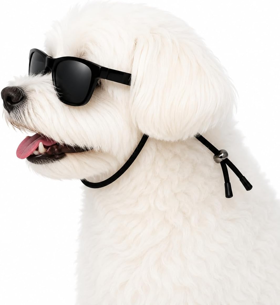 G014 Retro 80s Pet Dog Sunglasses Teacup Toy Small Medium Breed (S Dog up to 15 lbs, Black)