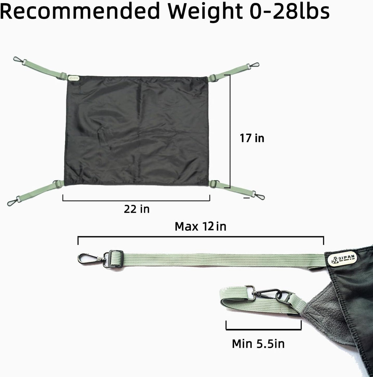 Cat Hammock for Cage - Washable Soft Outdoor Mat, Waterproof Cooling Pad for Cats (Large, Black)