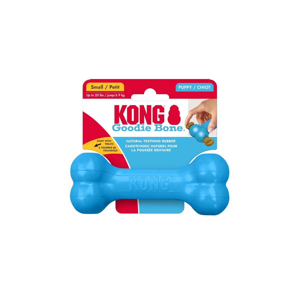 KONG Puppy Goodie Bone, Natural Rubber Chew, for Small Puppies, Blue