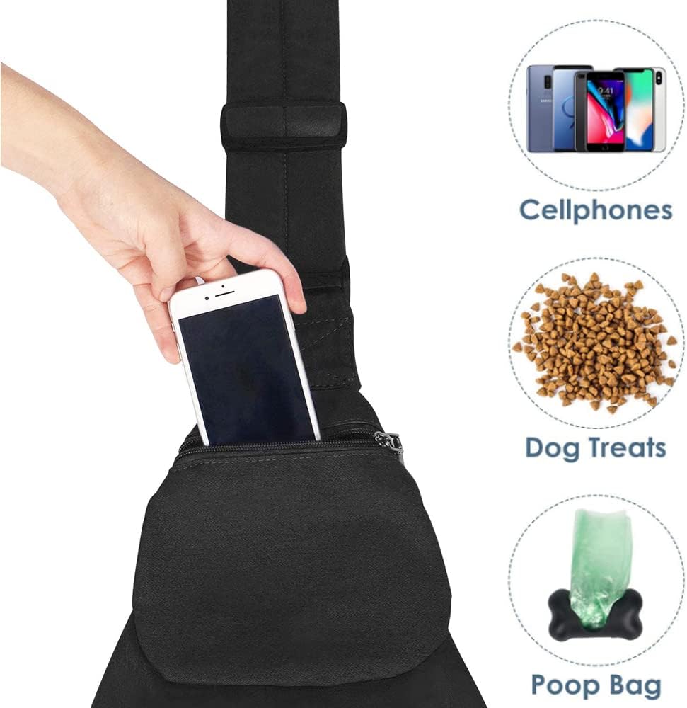Lukovee Small Dog Sling Carrier, with Padded Strap & Storage Pocket, (B,S)