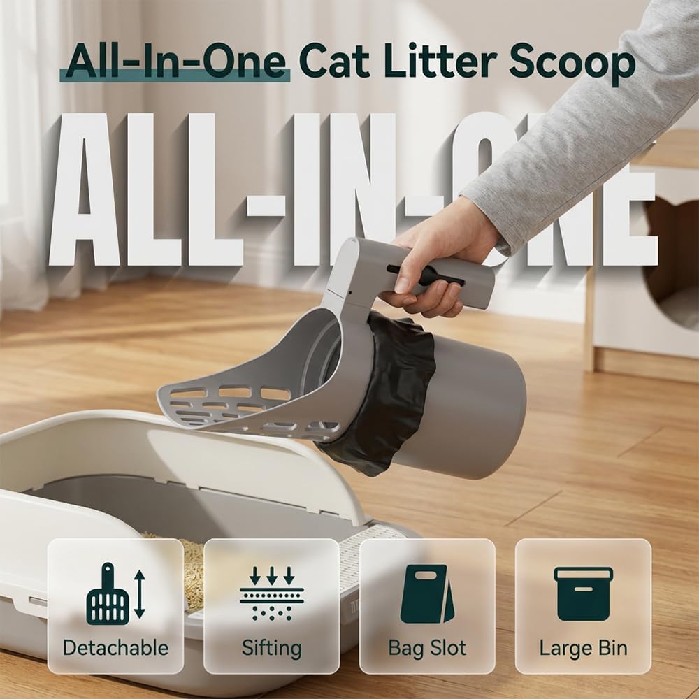 Cat Litter Scoop with Hidden Waste Bag Storage (1PC+2*Bag)