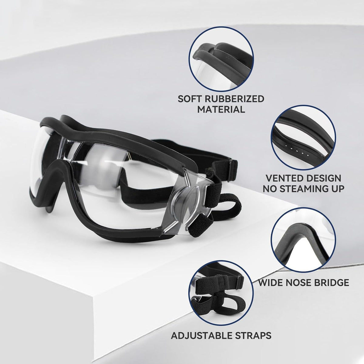 Dog Goggles for Medium to Large Breeds, Anti-UV Waterproof Windproof Dog Sunglasses with Adjustable Straps, Anti-Fog Ven