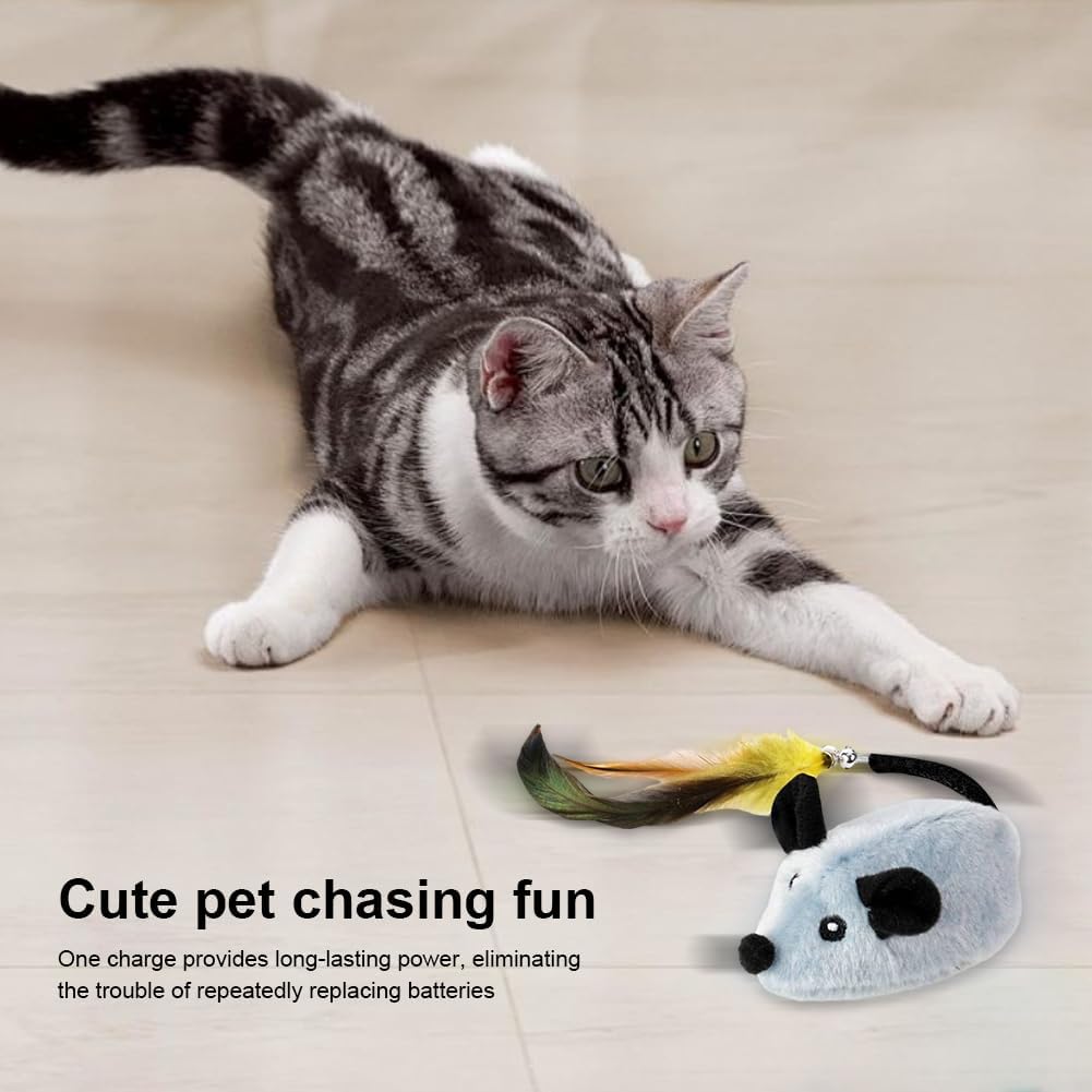Interactive Mouse Moving Toy Rechargeable Remote Control Toy(gray)