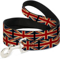 Buckle-Down Pet Leash - United Kingdom Flags Vintage Black - 6 Feet Long - 1" Wide