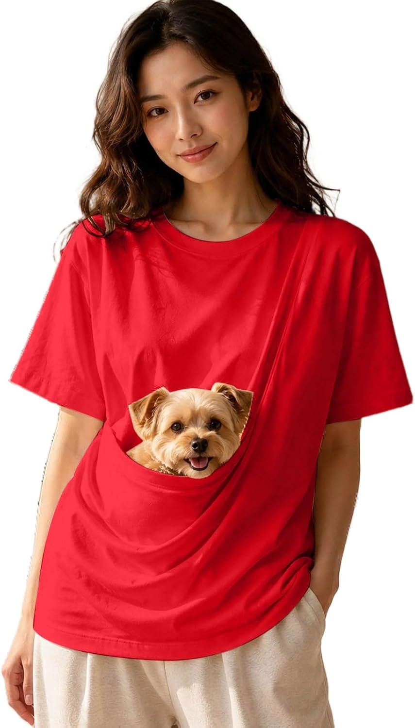 Pet Pouch Big Pocket Shirt，Oversized Shirt with Pocket Front Carry Pouch for Small and Cats,Puppy Dogs Holder Carrier
