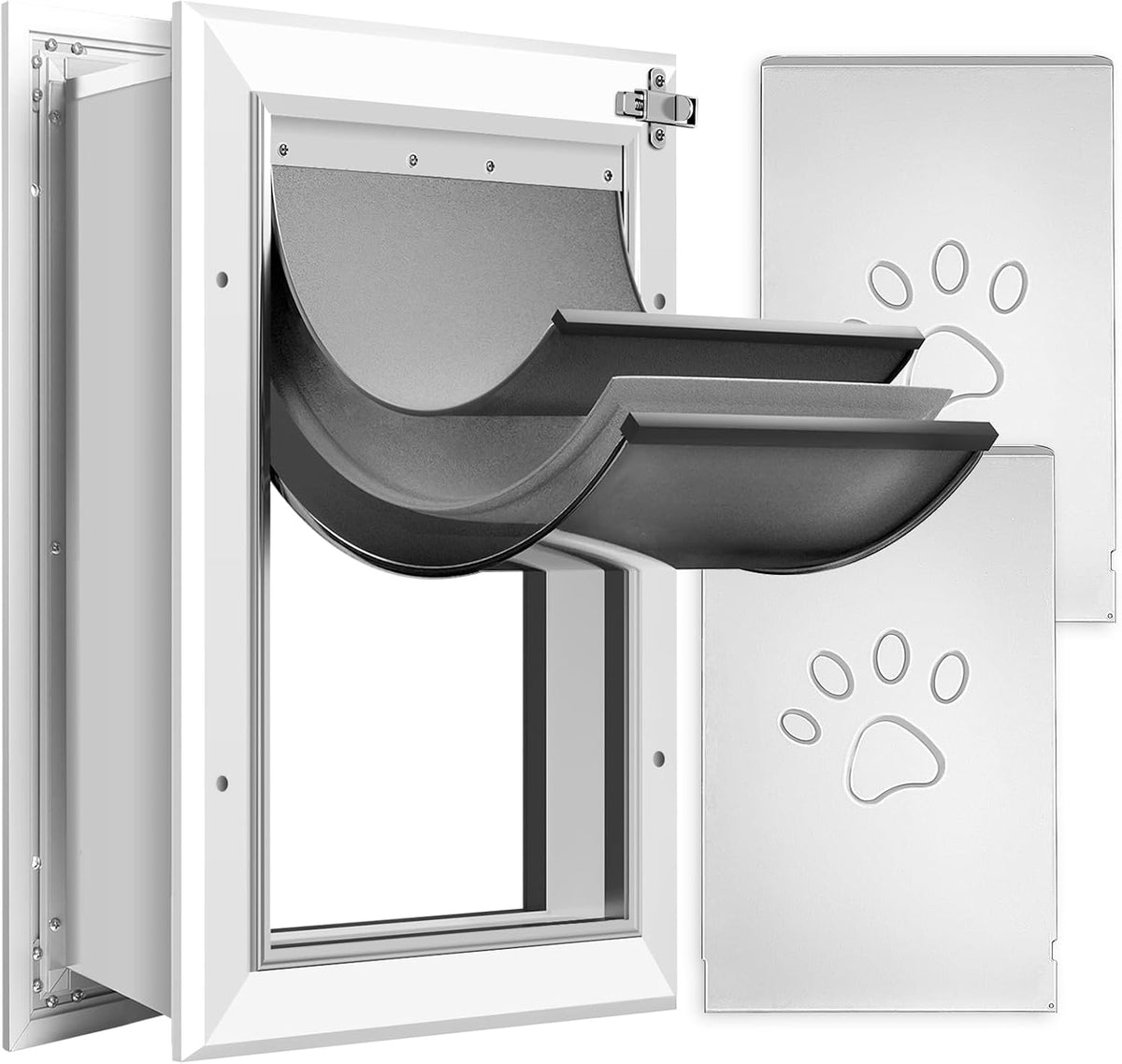 [Petoasis] 3-Flaps Heavy-Duty Dog Door, Rust Proof Aluminum Alloy Frame
