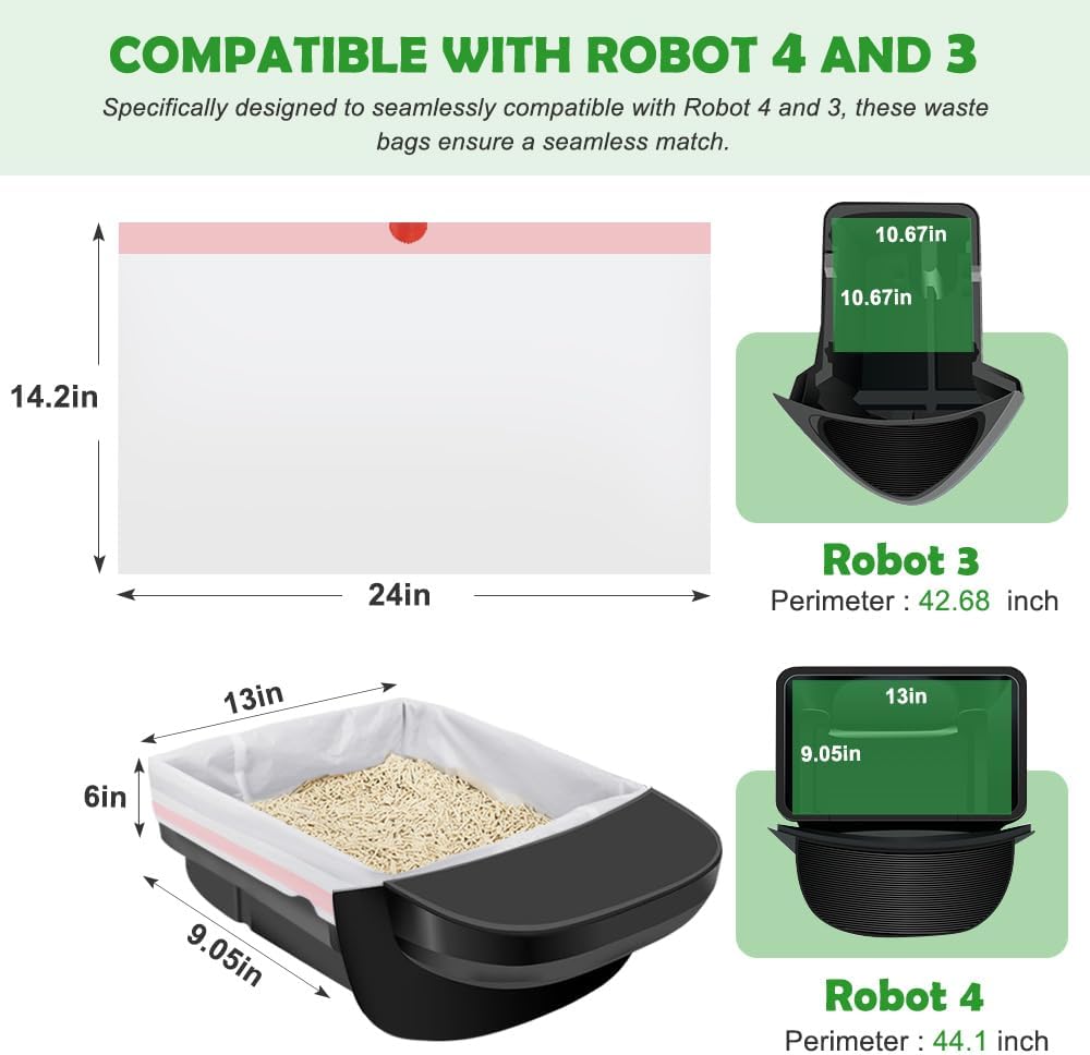 SZEE 120 Count Automatic Cat Litter Box Bags Fit for Litter Box Robot 3/4
