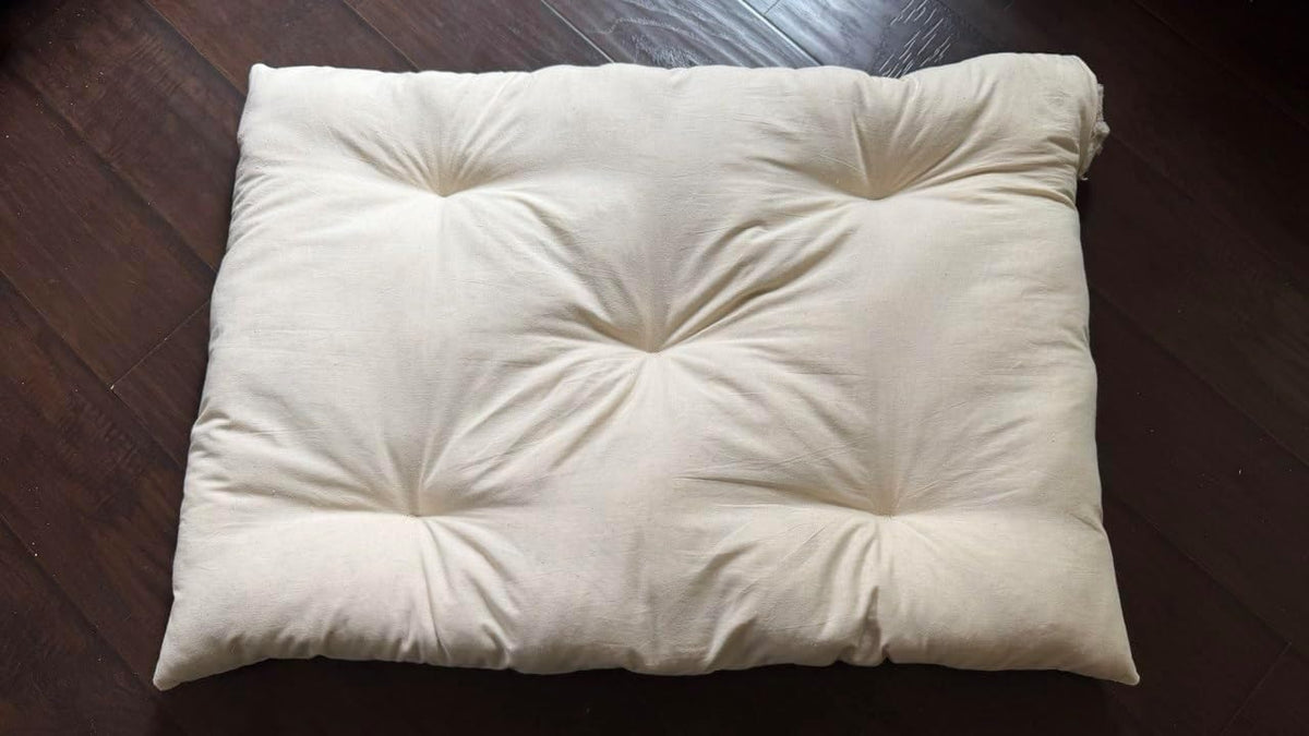 Rectangular Muslin Dog Bed Insert with Raw Cotton Filler, Natural Pet Bed Cushion Insert, Breathable Inner Pillow for Do