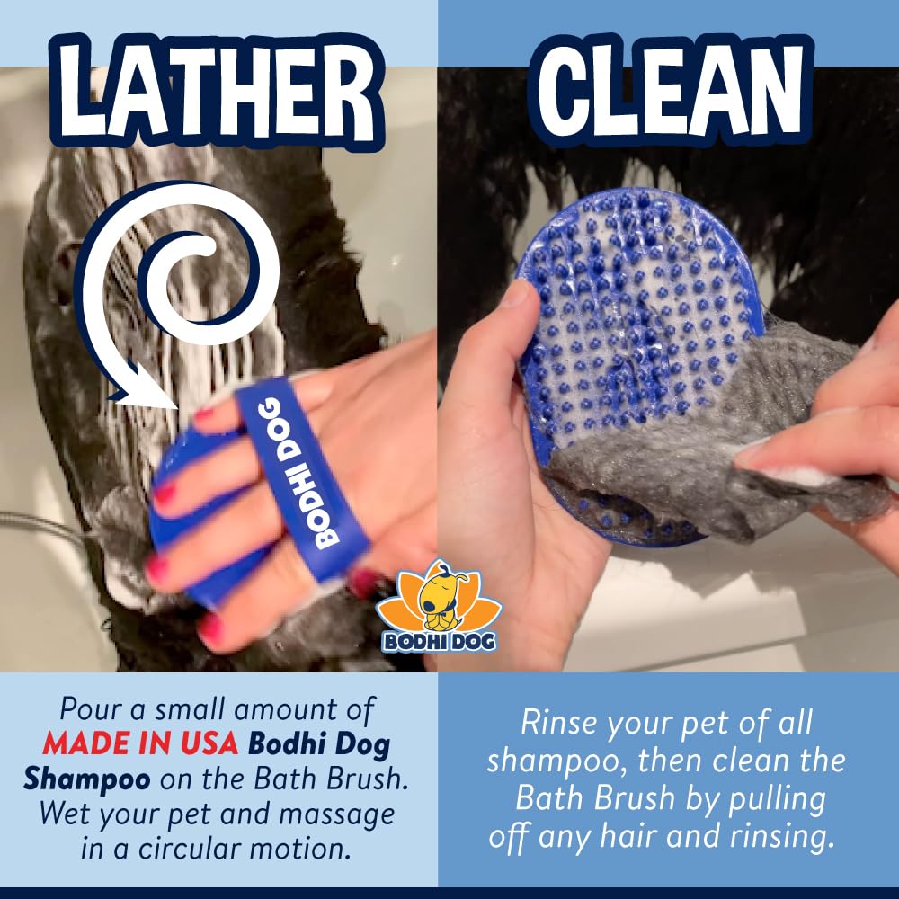 Bodhi Dog Shampoo Brush - Pet Grooming & Bath Supplies for Dogs and Cats - Bath Brush for Long & Short Hair - Premium Sc