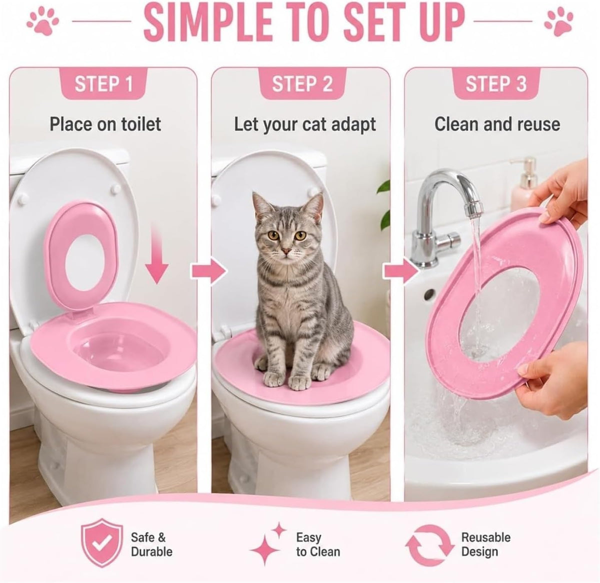 Cat Toilet Training Kit Trainer for Pet Step-by-Step