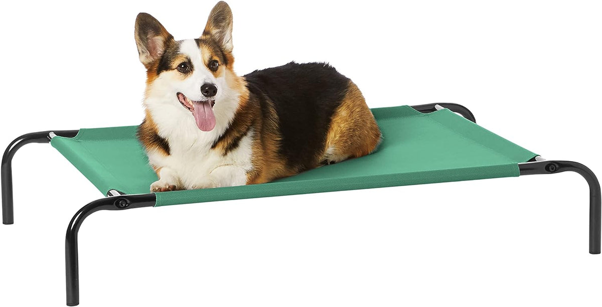 Amazon Basics Cooling Breathable Elevated Dog Bed with Durable Metal Frame, Medium, 43 x 26 x 7.5 Inch, Grey, Easy to As