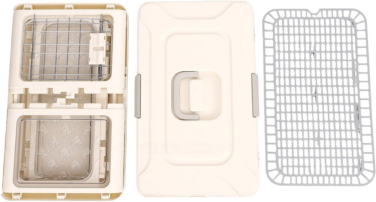 Asixxsix Hard Cat Carrier, Foldable Clear Plastic, Airline Compliant (Mustard)