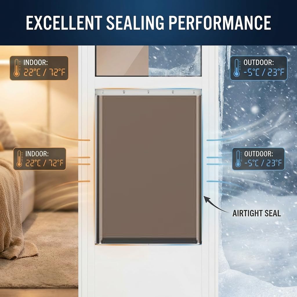 Dog Door for Sliding Glass Door, Adjustable Height 75 3/5" to 80", Aluminum Frame Sliding Door Dog Door Insert, Suitable