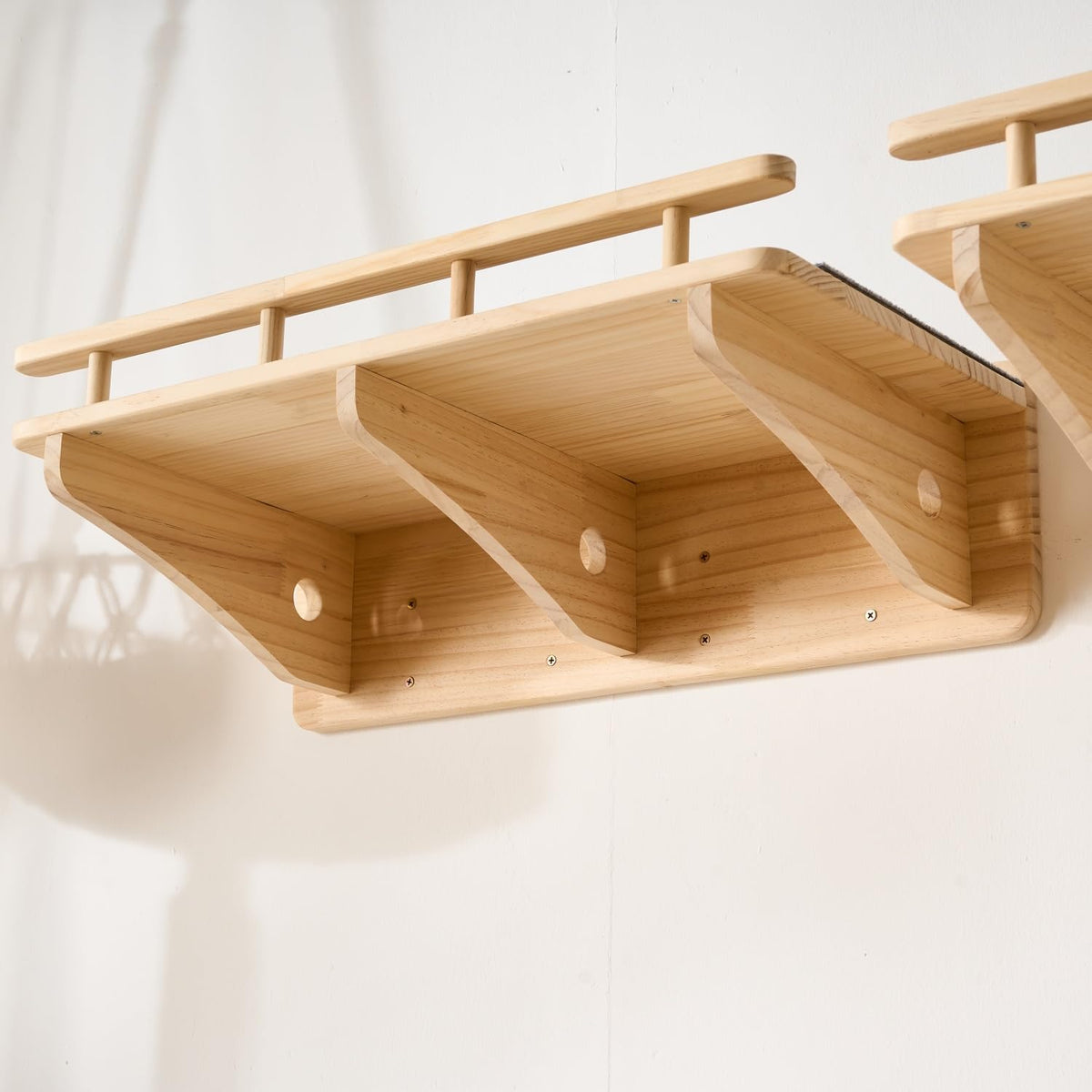 3-Pack Wall Mounted Cat Running Shelves, Parkour Course, Natural Wood