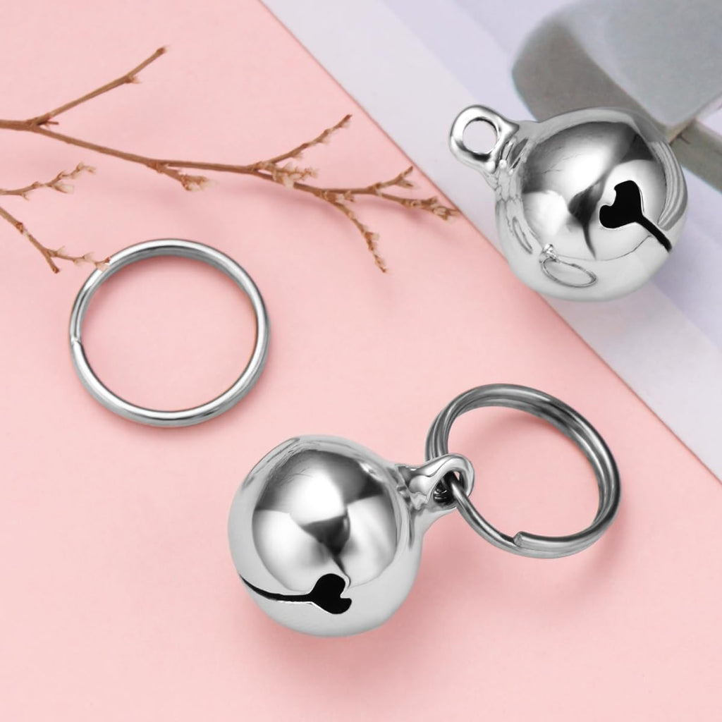 UKCOCO Dog Collar Bell : 6Pcs 16MM Metal Pet Collar Bells with Key Ring for Small Dogs Cats, Clear Sound (Silver)