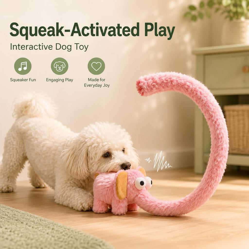 Elephant Squeaky Dog Toy, 26.0in Interactive Long Trunk Toy, 1 Pack (Blue)