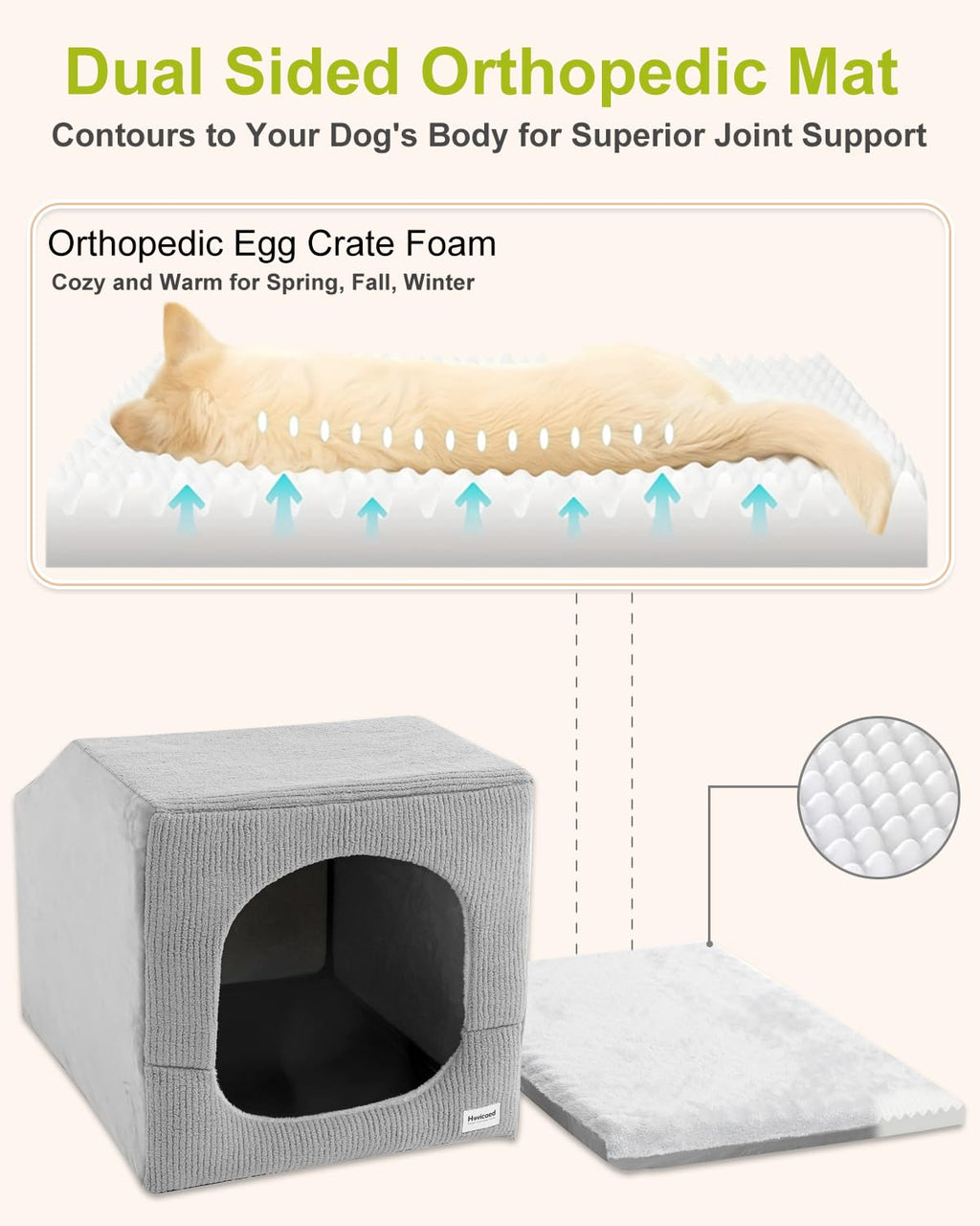 Hovicaed Indoor Dog House Small Sized Dog Tent with Dog Cave Bed 26x20ines