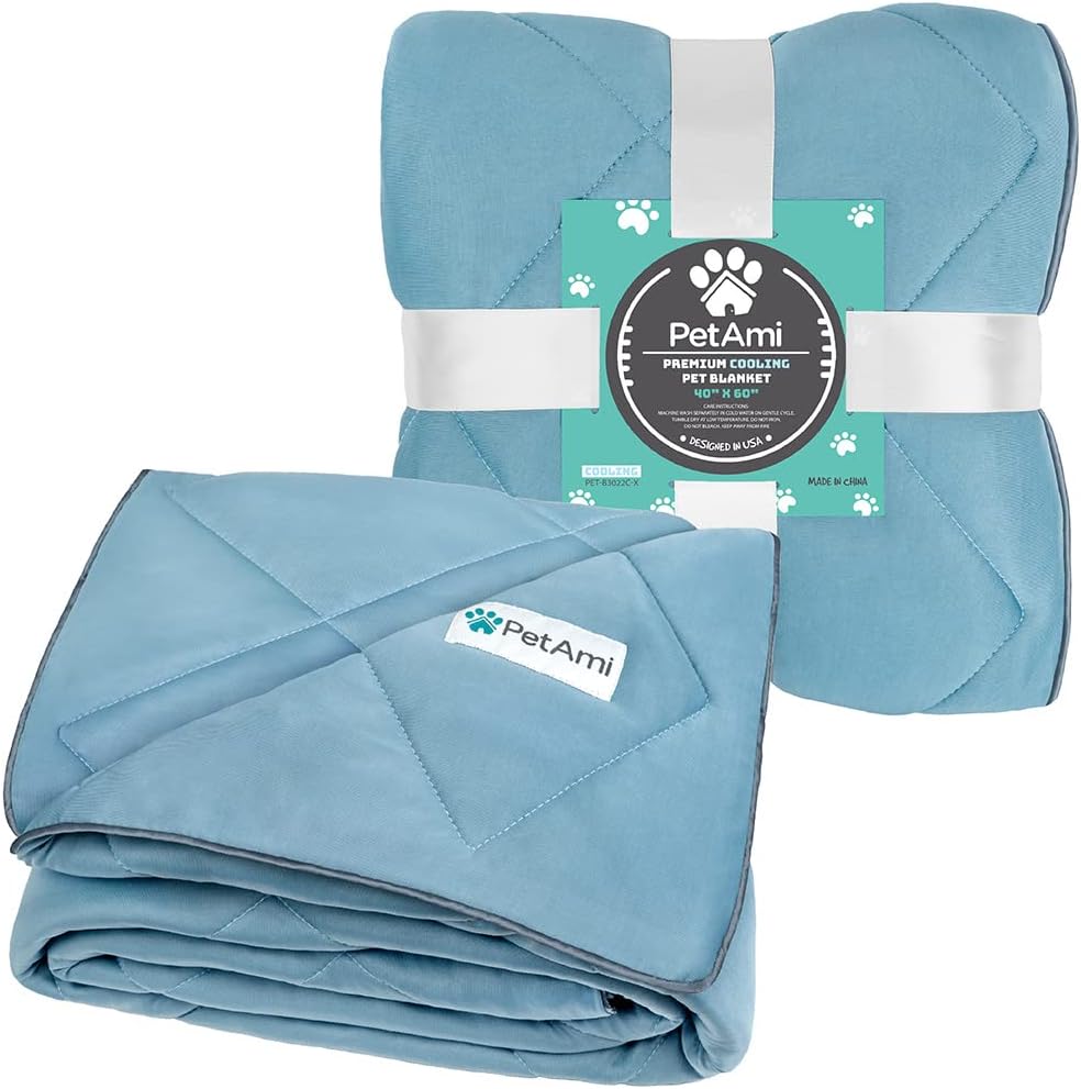PetAmi Cooling Dog Blanket Lightweight Soft for Large Pet Cat, 40x60, Blue