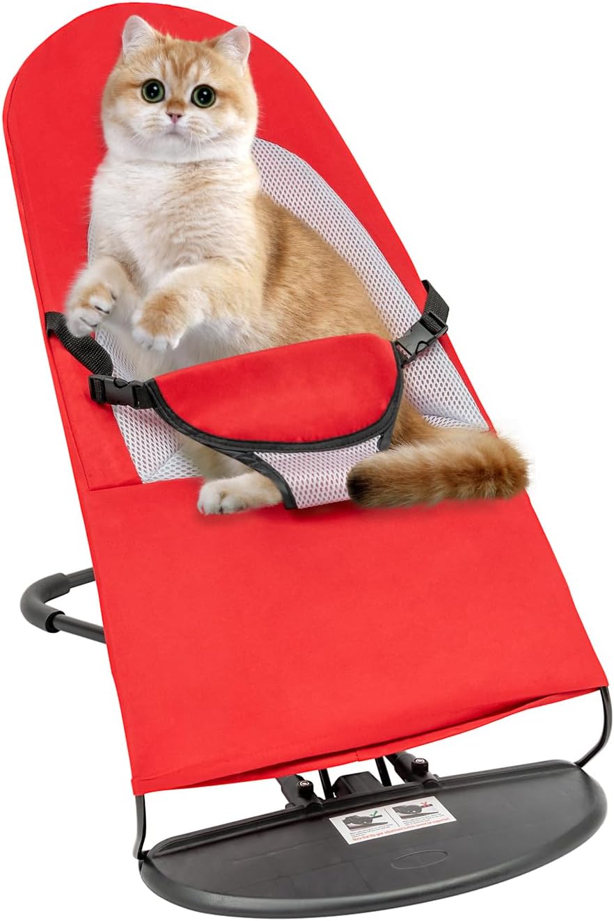 Cat Dog Rocking Chair Portable Pet Rocker Foldable Bed Adjustable Height