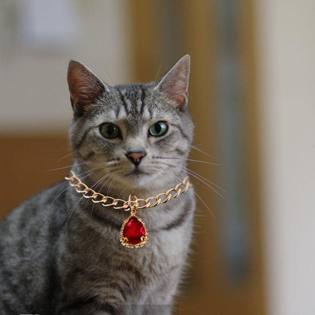 2X Dog Collars with Rhinestones, Teardrop-Shaped Pendants, for and Cats, 2 Pcs