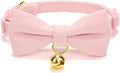 Breakaway Cat Collar with Bow Tie and Bell Adjustable Soft Corduroy Pink Kitten Collars for Girl Cats