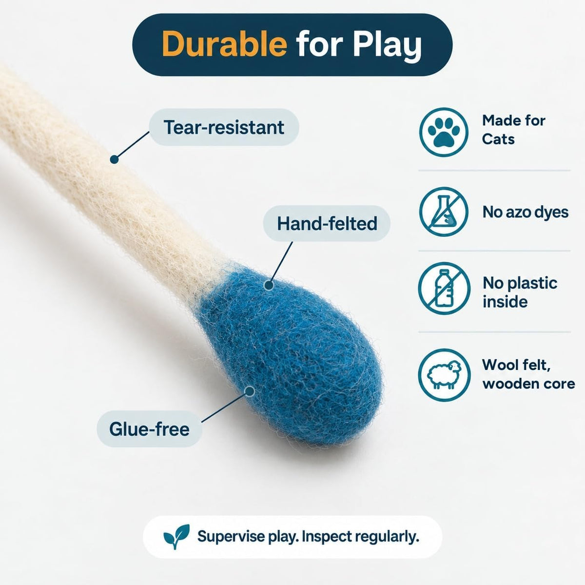 Glaciart One XXL Swabs Cat Toys with Catnip - 2 Pk | Durable for Chew, Cute Cat Toys Interactive Kitty for Boredom, Exer