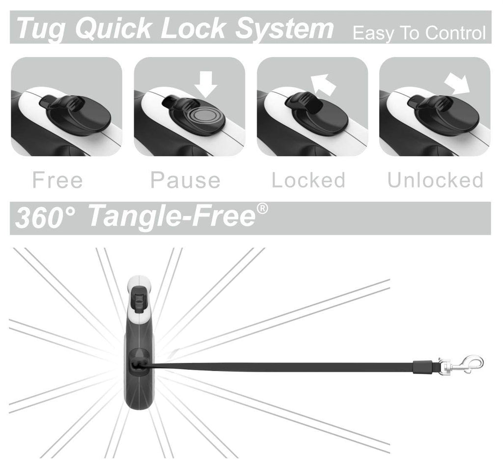 TUG Original Retractable Dog Leash, 16 ft (Medium, White)