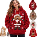 Womens Mens Pet Pouch Santa Hoodie Zip Cat Carrier Christmas Sweatshirt