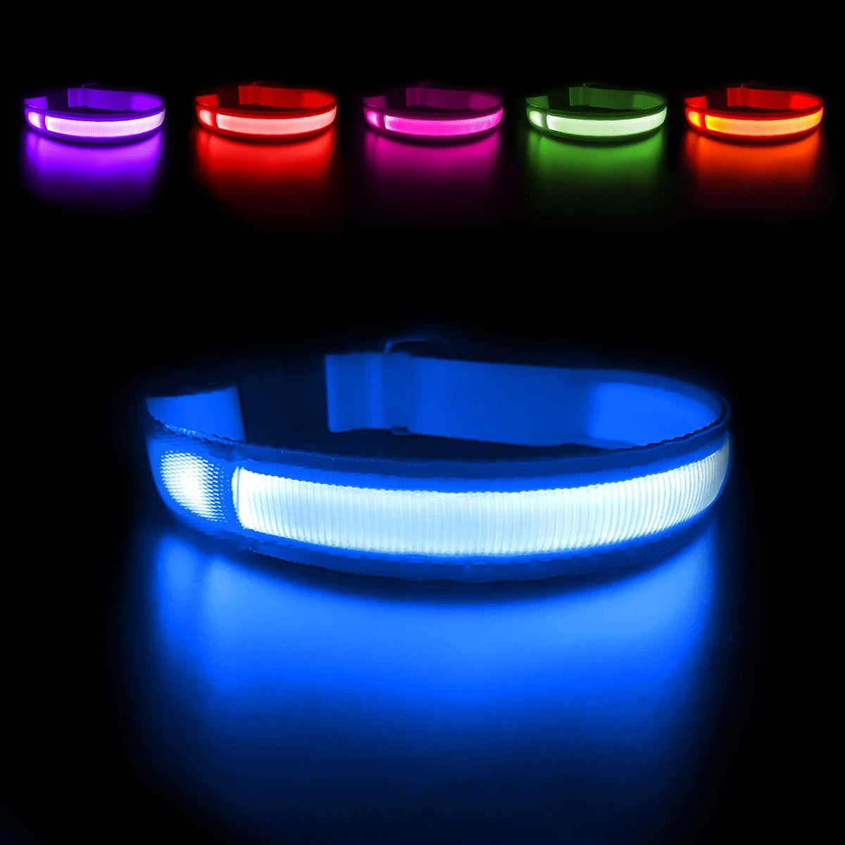 Light Up DogCollars-Rechargeable LED Dog Collar-Waterproof Night Walking Glowing Dog Collar for Small Medium Large Dogs