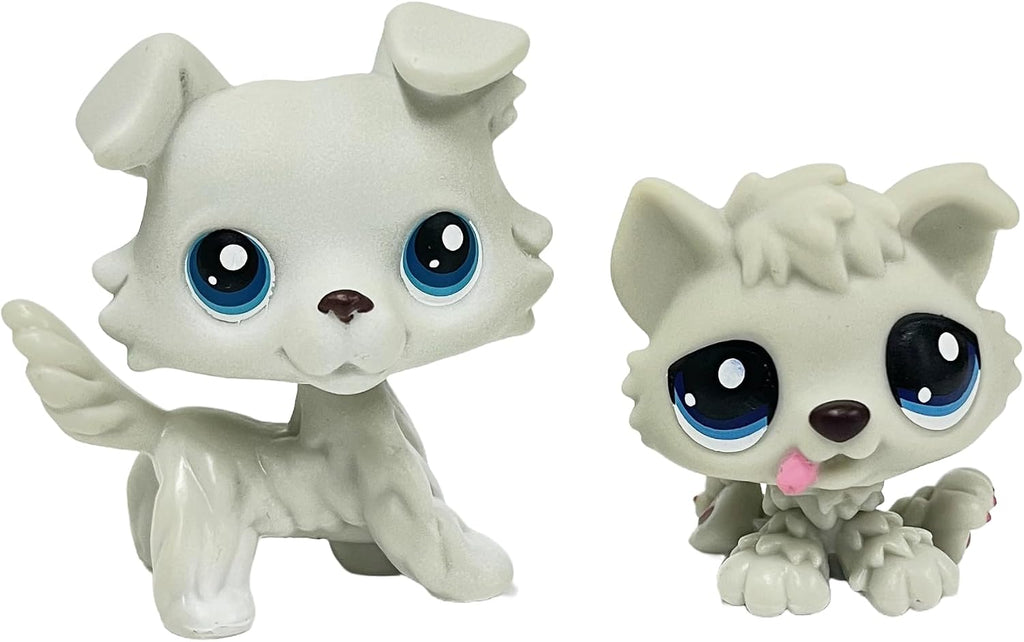2pcs/Set Custom Pet Shop Toy Flocked Cat Collie Great Dane Cocker Spaniel Dachshund Dog with Baby Puppy Kitten OOAK (#22