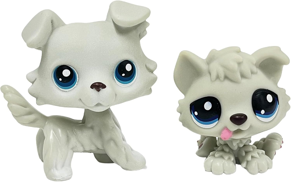2pcs/Set Custom Pet Shop Toy Flocked Cat Collie Great Dane Cocker Spaniel Dachshund Dog with Baby Puppy Kitten OOAK (#22