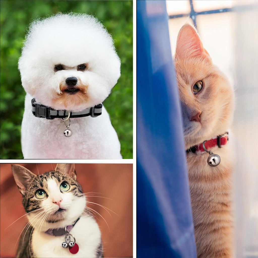 UKCOCO Dog Collar Bell : 6Pcs 16MM Metal Pet Collar Bells with Key Ring for Small Dogs Cats, Clear Sound (Silver)