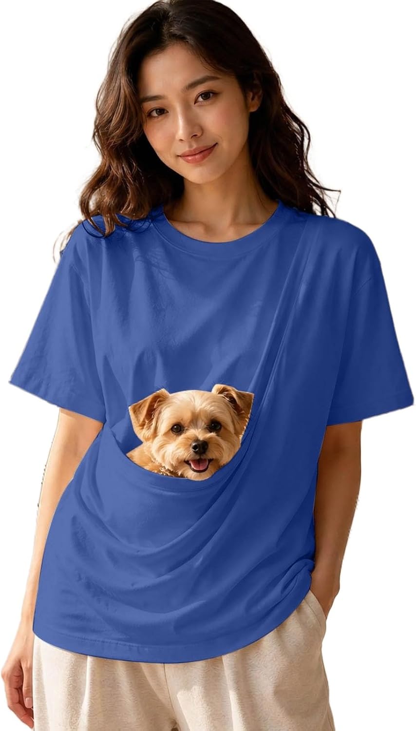 Pet Pouch Big Pocket Shirt，Oversized Shirt with Pocket Front Carry Pouch for Small and Cats,Puppy Dogs Holder Carrier