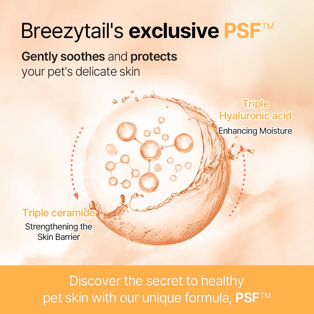 Breezytail PetO’Cera All-in-One Cat Shampoo and Conditioner | Hypoallergenic Cat Skin & Coat Care | Itch Relief, Moisturizing & Rejuvenating | Veterinarian Approved and Formulated (10.1oz, 300ml)