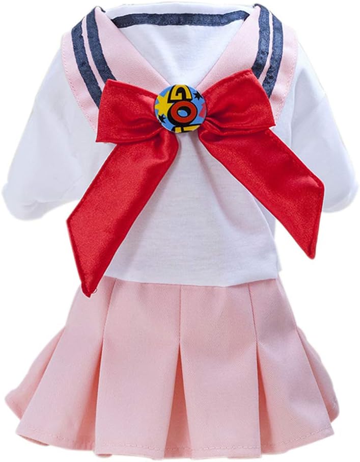 Tangpan Bow-Knot Student Cosplay Pet Costume Dog Skirt Camp Dress(Blue,M)
