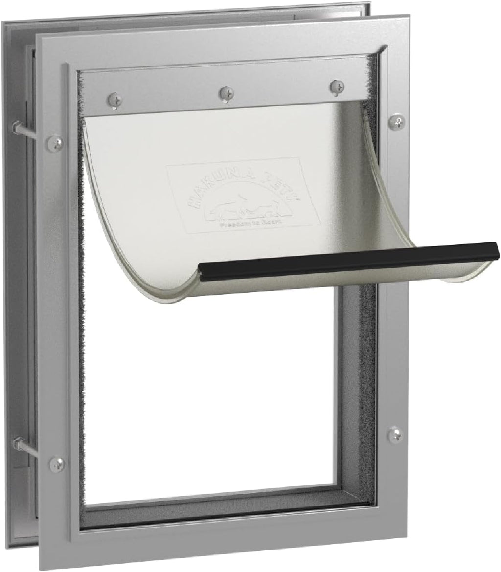 Hakuna Pets Aluminum Dog & Cat Door - 2-Way Lock Pet Door for Wall, Screen