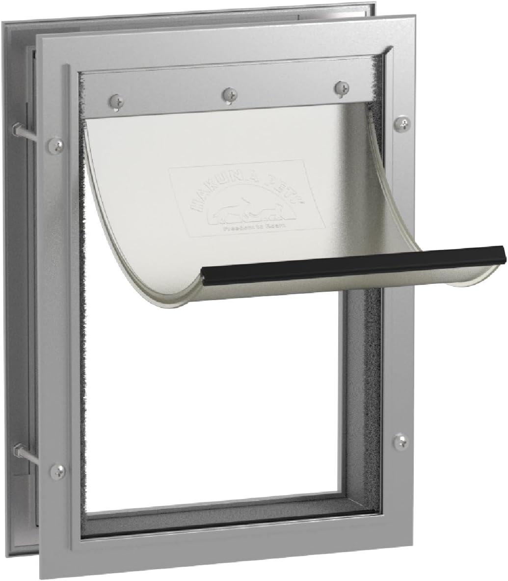 Hakuna Pets Aluminum Dog & Cat Door - 2-Way Lock Pet Door for Wall, Screen