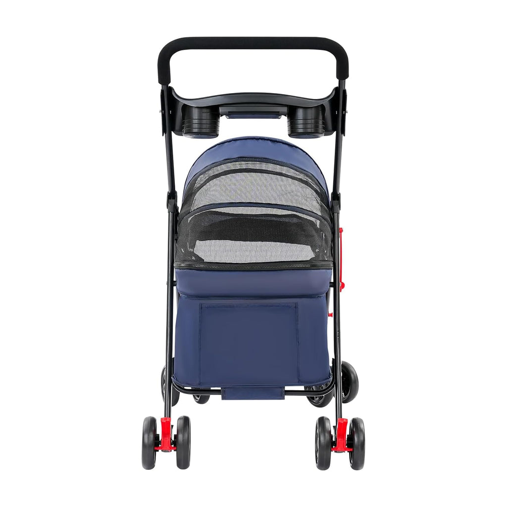 Foldable Pet Cart, Lightweight Travel Pet Stroller with 360°Wheels(Blue)