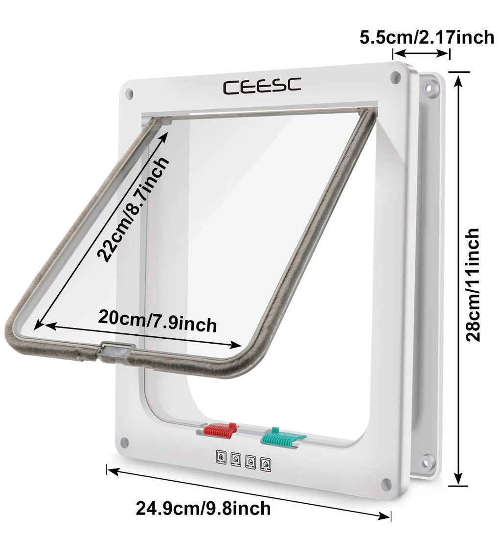 CEESC X-Large Cat Door for Pets up to 25 lbs, Weatherproof, White