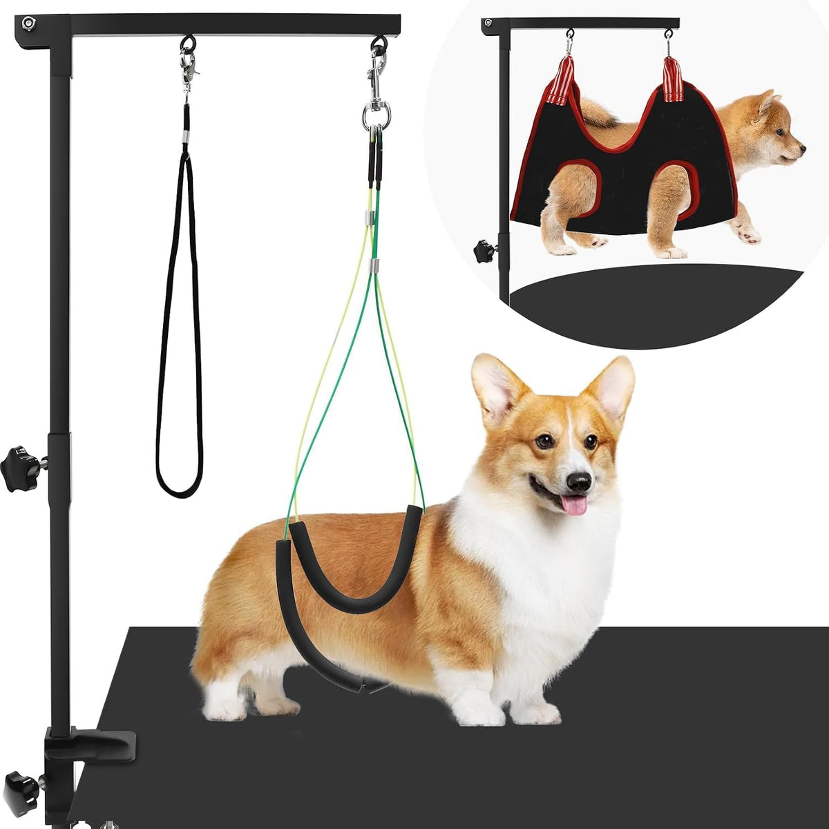 Dog Grooming arm with Restraint Loops, Adjustable Height(18.1"~30.7"),for Medium & Small Pets Bathing & Grooming