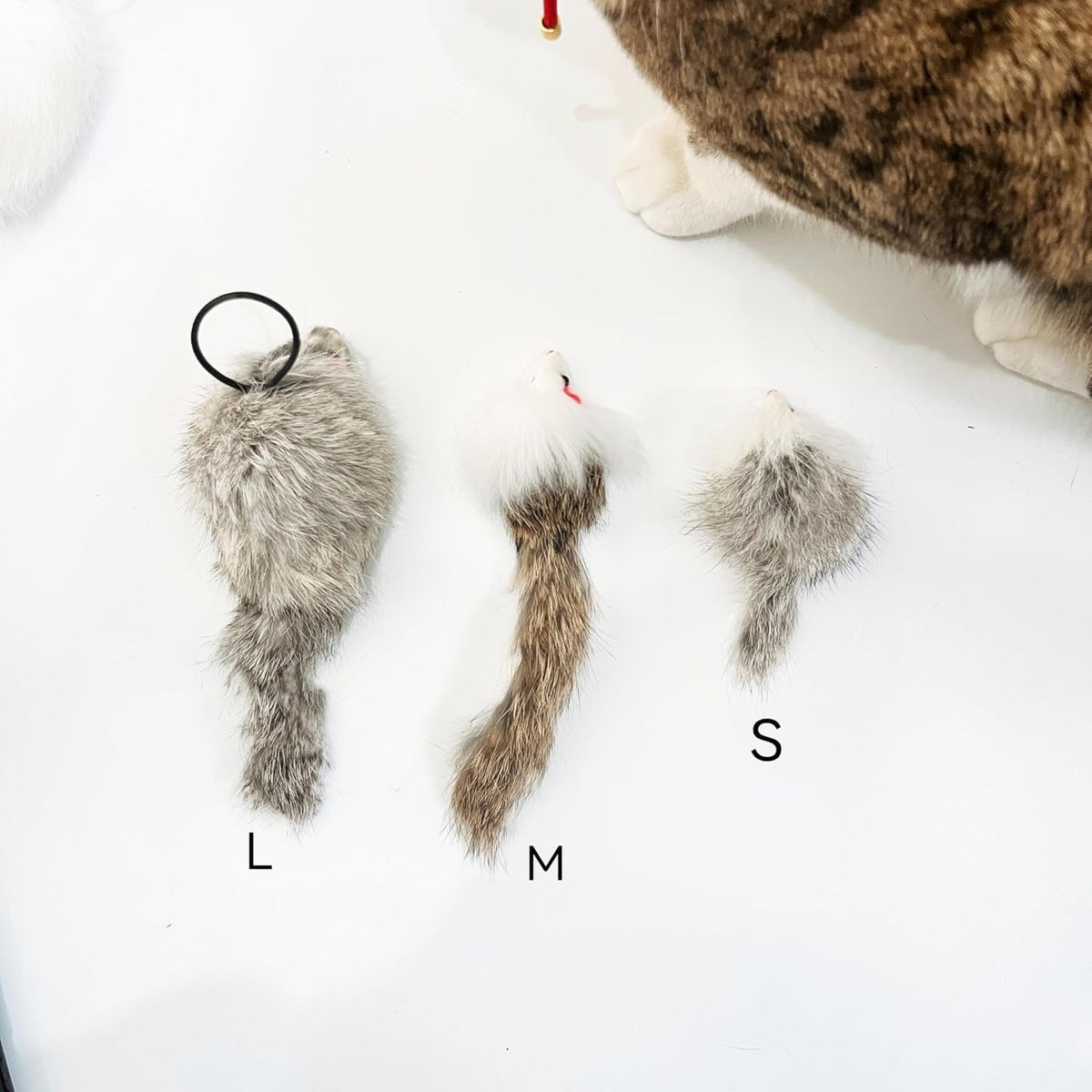 Real Rabbit Fur Mouse Cat Toy - 5 Pack with Crinkle Sound, Rattle & Rope, Extra-Wide Durable Tail, Interactive Hunting T