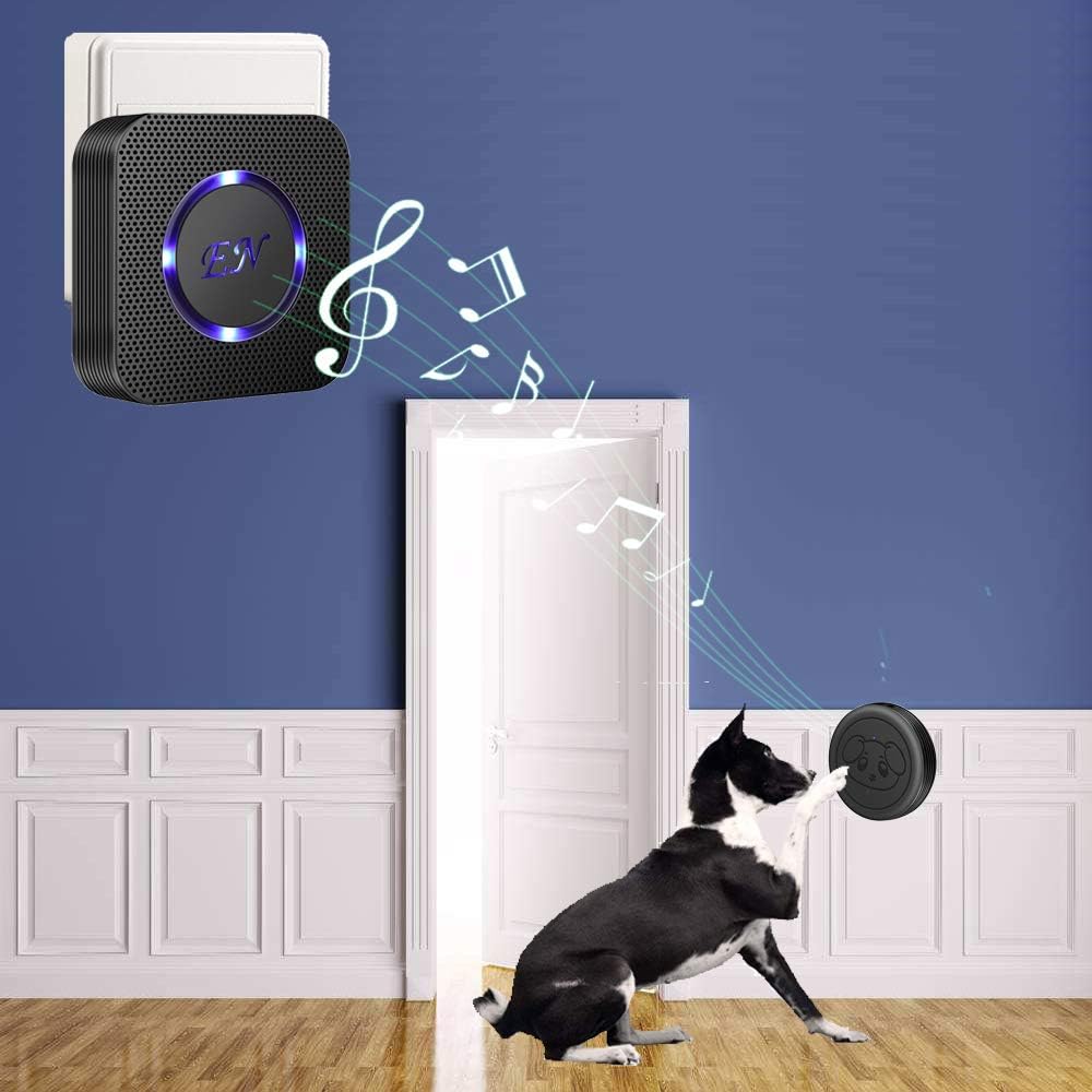 Dog Door Bell, Wireless Dog Bell, Black, 1 Receiver 4 Transmitters